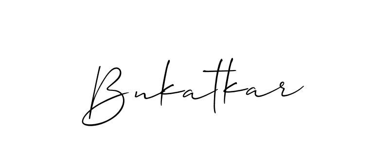 The best way (Allison_Script) to make a short signature is to pick only two or three words in your name. The name Bnkatkar include a total of six letters. For converting this name. Bnkatkar signature style 2 images and pictures png