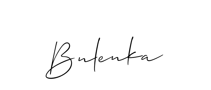 Use a signature maker to create a handwritten signature online. With this signature software, you can design (Allison_Script) your own signature for name Bnlenka. Bnlenka signature style 2 images and pictures png