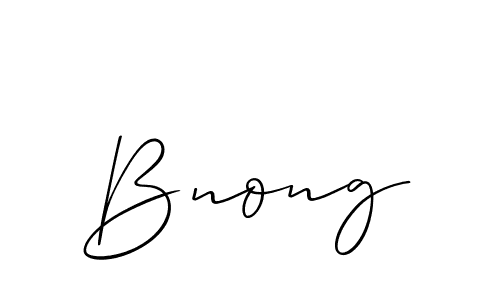 Make a beautiful signature design for name Bnong. With this signature (Allison_Script) style, you can create a handwritten signature for free. Bnong signature style 2 images and pictures png