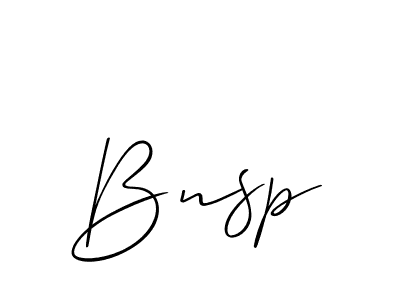 Use a signature maker to create a handwritten signature online. With this signature software, you can design (Allison_Script) your own signature for name Bnsp. Bnsp signature style 2 images and pictures png