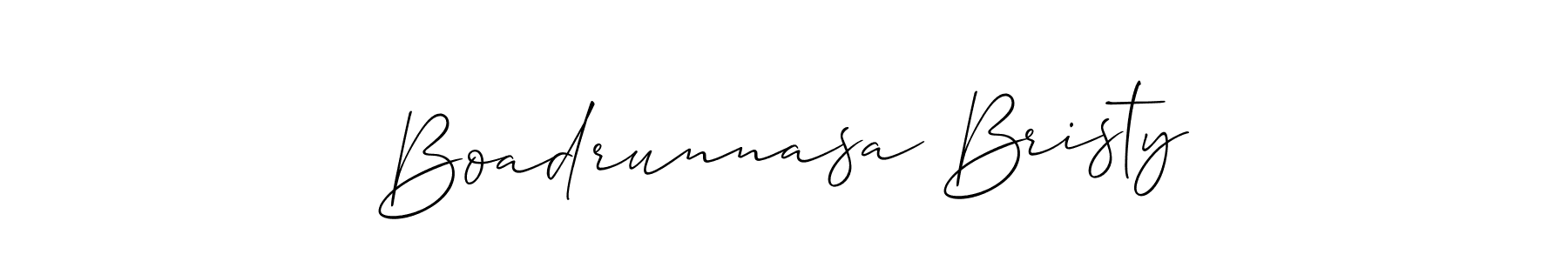 Design your own signature with our free online signature maker. With this signature software, you can create a handwritten (Allison_Script) signature for name Boadrunnasa Bristy. Boadrunnasa Bristy signature style 2 images and pictures png