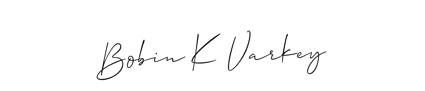 How to make Bobin K Varkey name signature. Use Allison_Script style for creating short signs online. This is the latest handwritten sign. Bobin K Varkey signature style 2 images and pictures png