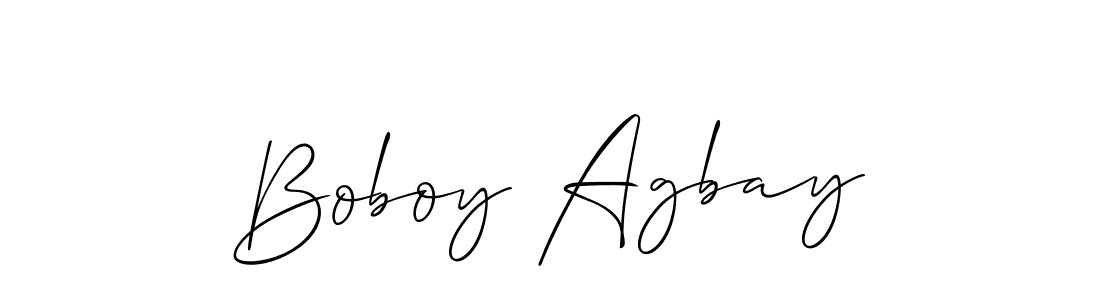 The best way (Allison_Script) to make a short signature is to pick only two or three words in your name. The name Boboy Agbay include a total of six letters. For converting this name. Boboy Agbay signature style 2 images and pictures png