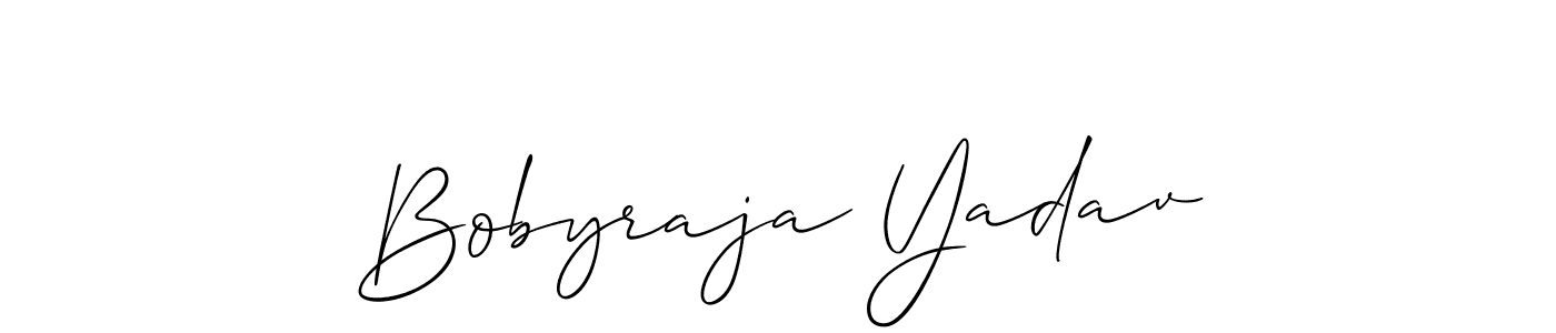 Allison_Script is a professional signature style that is perfect for those who want to add a touch of class to their signature. It is also a great choice for those who want to make their signature more unique. Get Bobyraja Yadav name to fancy signature for free. Bobyraja Yadav signature style 2 images and pictures png