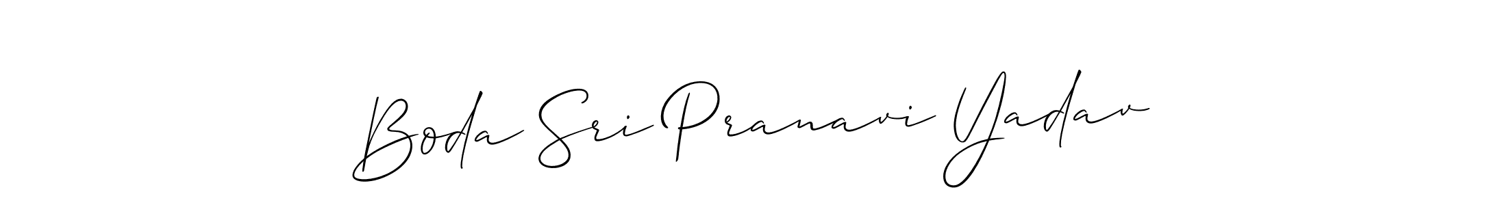 It looks lik you need a new signature style for name Boda Sri Pranavi Yadav. Design unique handwritten (Allison_Script) signature with our free signature maker in just a few clicks. Boda Sri Pranavi Yadav signature style 2 images and pictures png