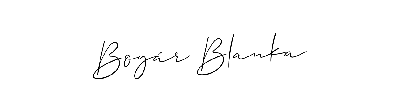 How to make Bogár Blanka signature? Allison_Script is a professional autograph style. Create handwritten signature for Bogár Blanka name. Bogár Blanka signature style 2 images and pictures png