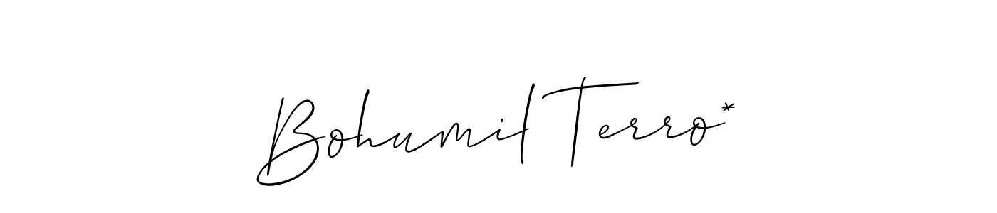 How to Draw Bohumil Terro* signature style? Allison_Script is a latest design signature styles for name Bohumil Terro*. Bohumil Terro* signature style 2 images and pictures png