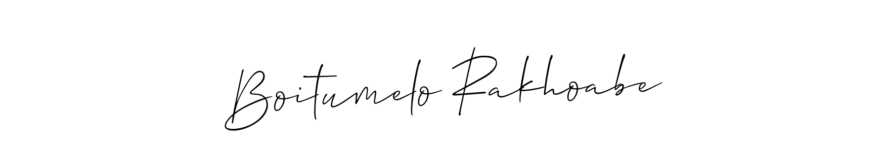 Make a short Boitumelo Rakhoabe signature style. Manage your documents anywhere anytime using Allison_Script. Create and add eSignatures, submit forms, share and send files easily. Boitumelo Rakhoabe signature style 2 images and pictures png