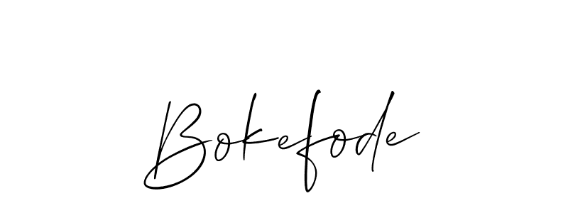 It looks lik you need a new signature style for name Bokefode. Design unique handwritten (Allison_Script) signature with our free signature maker in just a few clicks. Bokefode signature style 2 images and pictures png