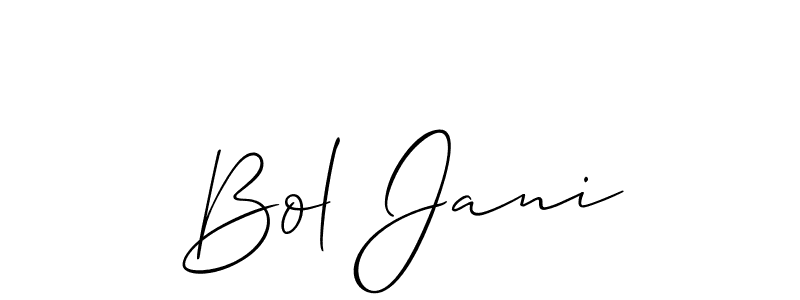 Design your own signature with our free online signature maker. With this signature software, you can create a handwritten (Allison_Script) signature for name Bol Jani. Bol Jani signature style 2 images and pictures png