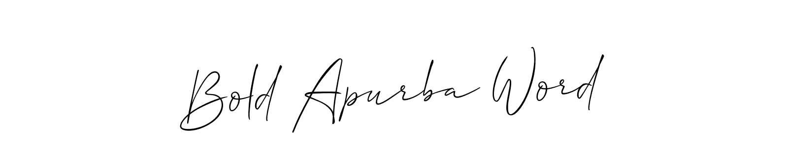 Also we have Bold Apurba Word name is the best signature style. Create professional handwritten signature collection using Allison_Script autograph style. Bold Apurba Word signature style 2 images and pictures png