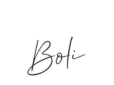 Design your own signature with our free online signature maker. With this signature software, you can create a handwritten (Allison_Script) signature for name Boli. Boli signature style 2 images and pictures png
