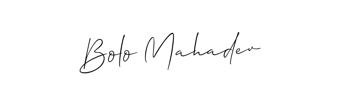 Use a signature maker to create a handwritten signature online. With this signature software, you can design (Allison_Script) your own signature for name Bolo Mahadev. Bolo Mahadev signature style 2 images and pictures png