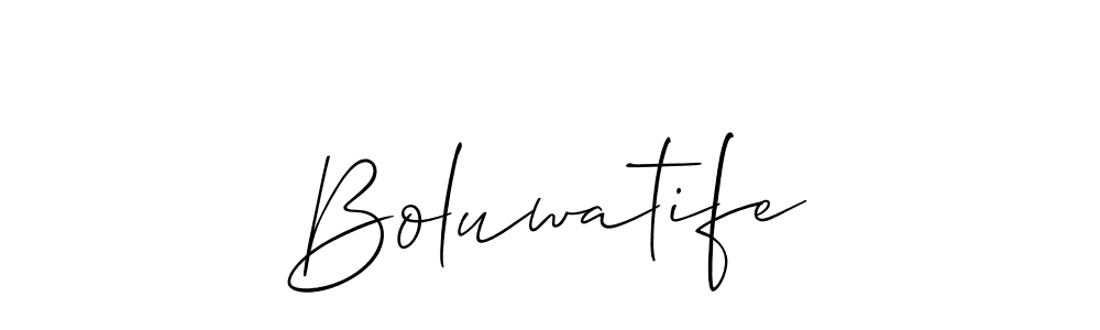 if you are searching for the best signature style for your name Boluwatife. so please give up your signature search. here we have designed multiple signature styles  using Allison_Script. Boluwatife signature style 2 images and pictures png