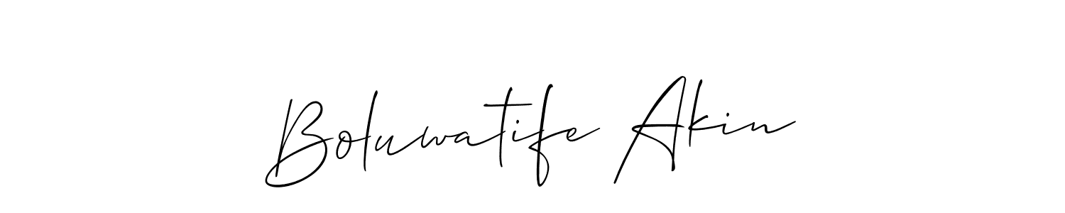 Also You can easily find your signature by using the search form. We will create Boluwatife Akin name handwritten signature images for you free of cost using Allison_Script sign style. Boluwatife Akin signature style 2 images and pictures png