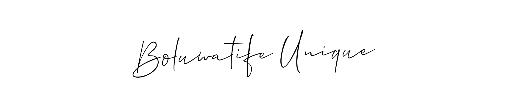 How to make Boluwatife Unique signature? Allison_Script is a professional autograph style. Create handwritten signature for Boluwatife Unique name. Boluwatife Unique signature style 2 images and pictures png