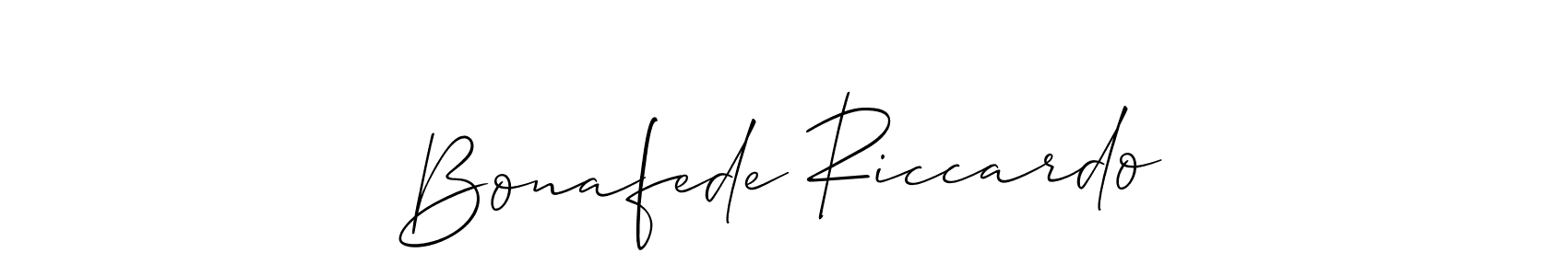 You should practise on your own different ways (Allison_Script) to write your name (Bonafede Riccardo) in signature. don't let someone else do it for you. Bonafede Riccardo signature style 2 images and pictures png