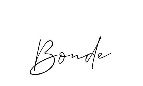 Make a beautiful signature design for name Bonde. With this signature (Allison_Script) style, you can create a handwritten signature for free. Bonde signature style 2 images and pictures png
