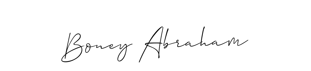 Also we have Boney Abraham name is the best signature style. Create professional handwritten signature collection using Allison_Script autograph style. Boney Abraham signature style 2 images and pictures png