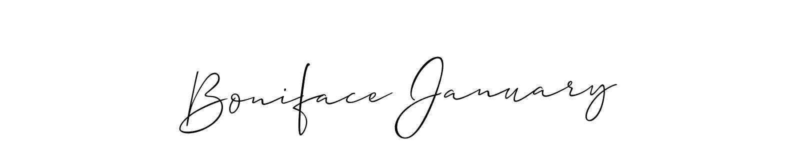 if you are searching for the best signature style for your name Boniface January. so please give up your signature search. here we have designed multiple signature styles  using Allison_Script. Boniface January signature style 2 images and pictures png