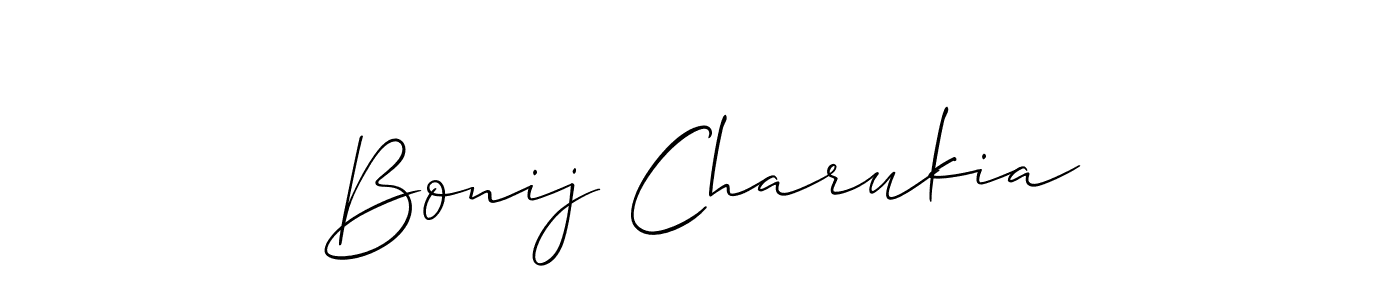 This is the best signature style for the Bonij Charukia name. Also you like these signature font (Allison_Script). Mix name signature. Bonij Charukia signature style 2 images and pictures png