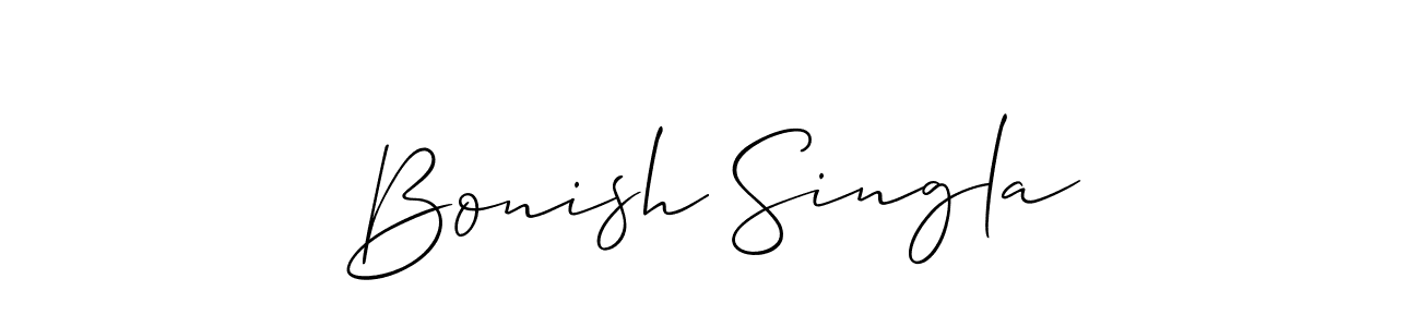 Also You can easily find your signature by using the search form. We will create Bonish Singla name handwritten signature images for you free of cost using Allison_Script sign style. Bonish Singla signature style 2 images and pictures png