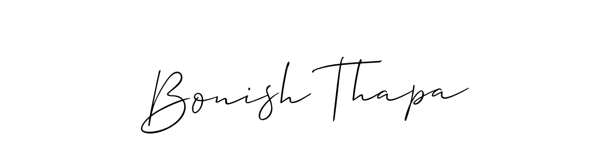 Create a beautiful signature design for name Bonish Thapa. With this signature (Allison_Script) fonts, you can make a handwritten signature for free. Bonish Thapa signature style 2 images and pictures png