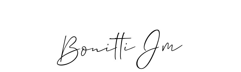 Also You can easily find your signature by using the search form. We will create Bonitti Jm name handwritten signature images for you free of cost using Allison_Script sign style. Bonitti Jm signature style 2 images and pictures png