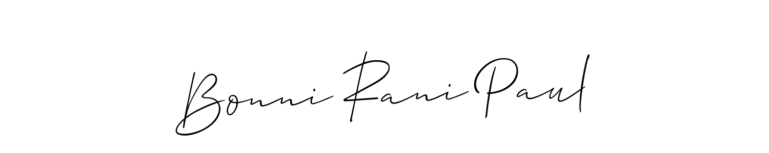 Allison_Script is a professional signature style that is perfect for those who want to add a touch of class to their signature. It is also a great choice for those who want to make their signature more unique. Get Bonni Rani Paul name to fancy signature for free. Bonni Rani Paul signature style 2 images and pictures png