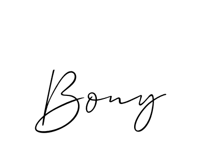 Make a beautiful signature design for name Bony. With this signature (Allison_Script) style, you can create a handwritten signature for free. Bony signature style 2 images and pictures png