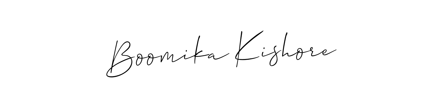 How to make Boomika Kishore signature? Allison_Script is a professional autograph style. Create handwritten signature for Boomika Kishore name. Boomika Kishore signature style 2 images and pictures png