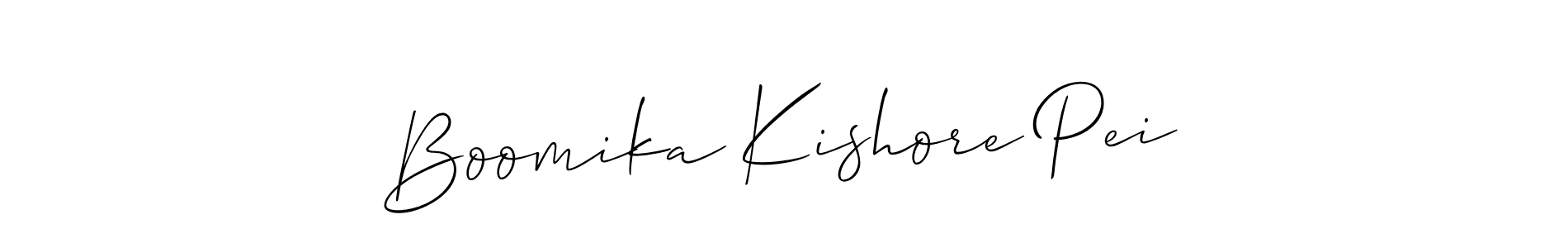 You can use this online signature creator to create a handwritten signature for the name Boomika Kishore Pei. This is the best online autograph maker. Boomika Kishore Pei signature style 2 images and pictures png