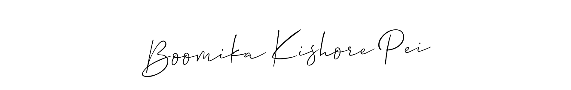You can use this online signature creator to create a handwritten signature for the name Boomika Kishore Pei. This is the best online autograph maker. Boomika Kishore Pei signature style 2 images and pictures png