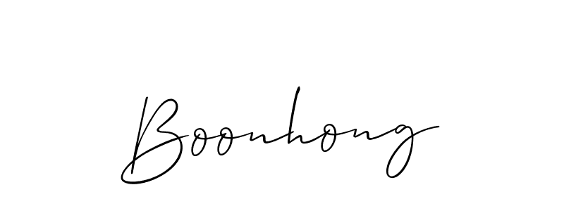 Make a short Boonhong signature style. Manage your documents anywhere anytime using Allison_Script. Create and add eSignatures, submit forms, share and send files easily. Boonhong signature style 2 images and pictures png