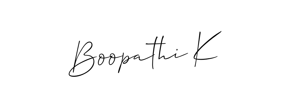 Create a beautiful signature design for name Boopathi K. With this signature (Allison_Script) fonts, you can make a handwritten signature for free. Boopathi K signature style 2 images and pictures png