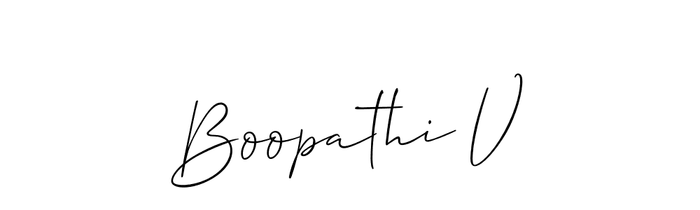 Make a beautiful signature design for name Boopathi V. With this signature (Allison_Script) style, you can create a handwritten signature for free. Boopathi V signature style 2 images and pictures png