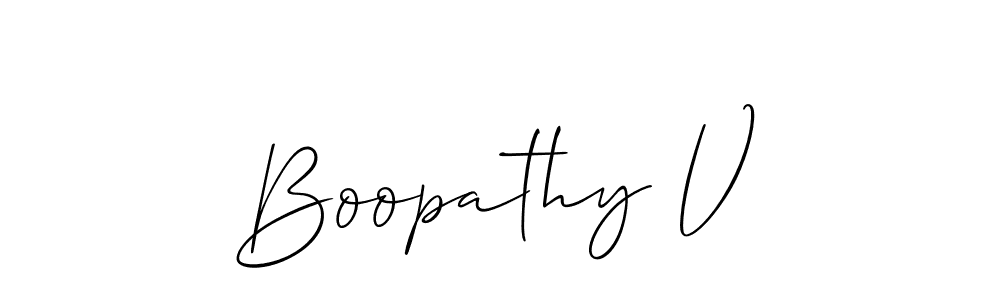 The best way (Allison_Script) to make a short signature is to pick only two or three words in your name. The name Boopathy V include a total of six letters. For converting this name. Boopathy V signature style 2 images and pictures png