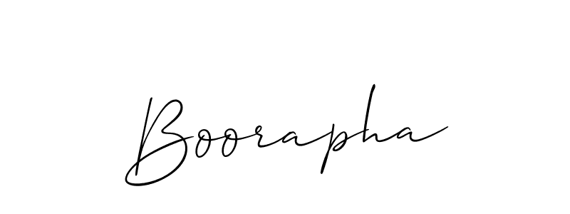 Design your own signature with our free online signature maker. With this signature software, you can create a handwritten (Allison_Script) signature for name Boorapha. Boorapha signature style 2 images and pictures png