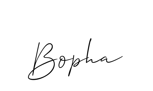 Use a signature maker to create a handwritten signature online. With this signature software, you can design (Allison_Script) your own signature for name Bopha. Bopha signature style 2 images and pictures png