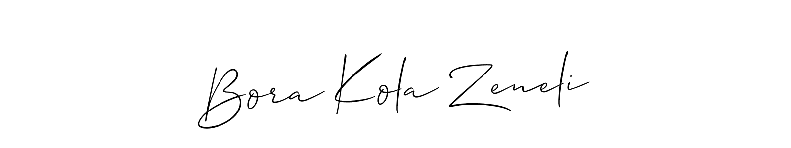 Make a short Bora Kola Zeneli signature style. Manage your documents anywhere anytime using Allison_Script. Create and add eSignatures, submit forms, share and send files easily. Bora Kola Zeneli signature style 2 images and pictures png