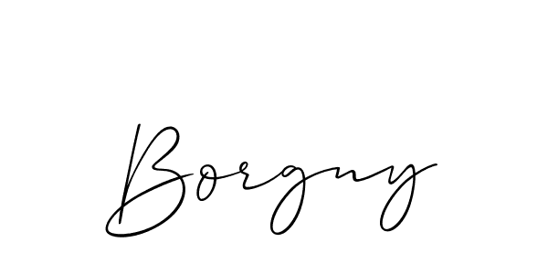 How to make Borgny name signature. Use Allison_Script style for creating short signs online. This is the latest handwritten sign. Borgny signature style 2 images and pictures png