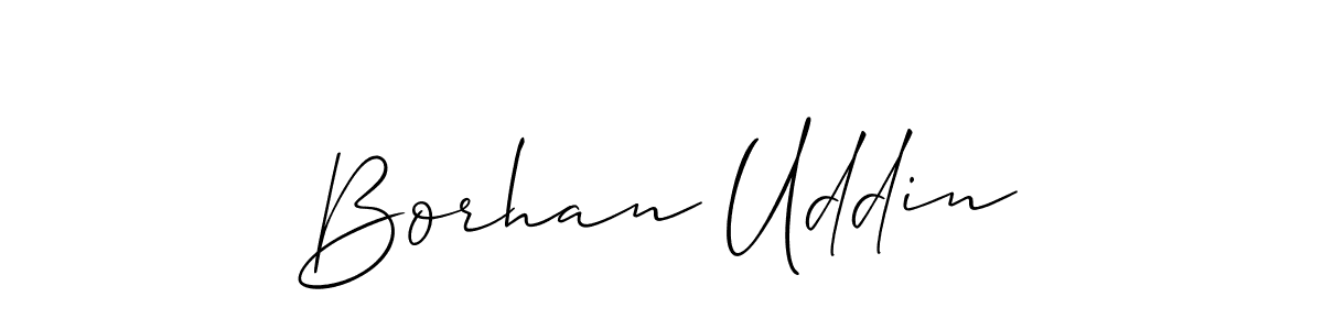 Use a signature maker to create a handwritten signature online. With this signature software, you can design (Allison_Script) your own signature for name Borhan Uddin. Borhan Uddin signature style 2 images and pictures png