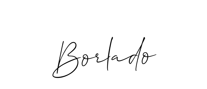 The best way (Allison_Script) to make a short signature is to pick only two or three words in your name. The name Borlado include a total of six letters. For converting this name. Borlado signature style 2 images and pictures png
