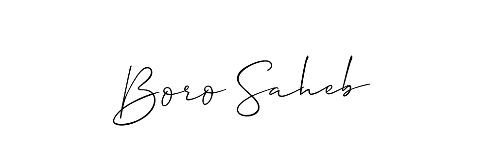 if you are searching for the best signature style for your name Boro Saheb. so please give up your signature search. here we have designed multiple signature styles  using Allison_Script. Boro Saheb signature style 2 images and pictures png