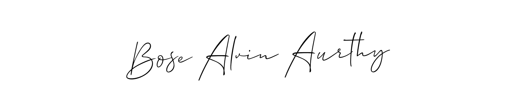 Allison_Script is a professional signature style that is perfect for those who want to add a touch of class to their signature. It is also a great choice for those who want to make their signature more unique. Get Bose Alvin Aurthy name to fancy signature for free. Bose Alvin Aurthy signature style 2 images and pictures png