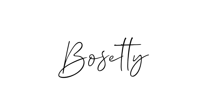 Design your own signature with our free online signature maker. With this signature software, you can create a handwritten (Allison_Script) signature for name Bosetty. Bosetty signature style 2 images and pictures png