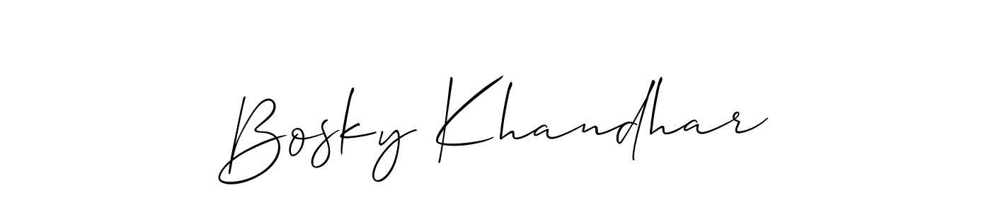 Bosky Khandhar stylish signature style. Best Handwritten Sign (Allison_Script) for my name. Handwritten Signature Collection Ideas for my name Bosky Khandhar. Bosky Khandhar signature style 2 images and pictures png