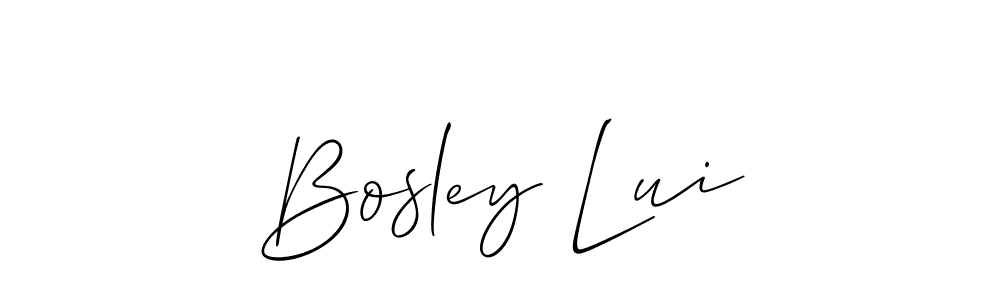 Allison_Script is a professional signature style that is perfect for those who want to add a touch of class to their signature. It is also a great choice for those who want to make their signature more unique. Get Bosley Lui name to fancy signature for free. Bosley Lui signature style 2 images and pictures png