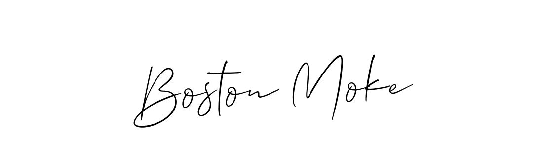 The best way (Allison_Script) to make a short signature is to pick only two or three words in your name. The name Boston Moke include a total of six letters. For converting this name. Boston Moke signature style 2 images and pictures png