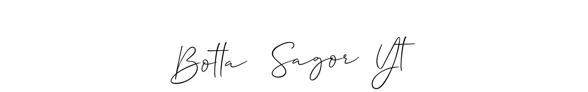 Allison_Script is a professional signature style that is perfect for those who want to add a touch of class to their signature. It is also a great choice for those who want to make their signature more unique. Get Botla ⸙ Sagor  Yt name to fancy signature for free. Botla ⸙ Sagor  Yt signature style 2 images and pictures png